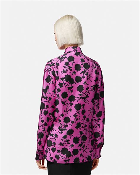 camicie versace fiori|Camicia in seta Floral Silhouette .